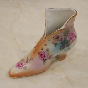 Vintage Floral Hand Painted R.S. Prussia Collection Porcelain Boot/Shoe Vase